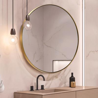 China Samll Quantity Style Acceptable French Modern Metal Framed Luxury Design Large Round Shape Bathroom Decorative Wall Mirror for sale