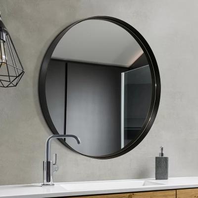 China Home Decoration Black Wall Samll Quantity Acceptable MOK Decorative Stainless Steel Framed Round Mirror for sale