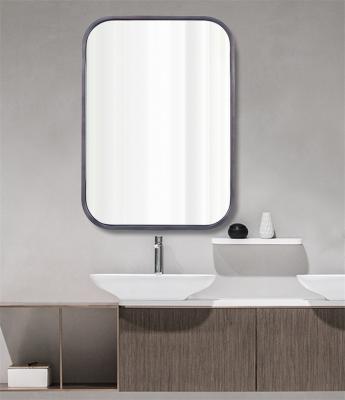 China High Quality Modern Style Illuminated Stainless Steel Bathroom Mirror Customized Decorative Rectangle Metal Bathroom Makeup Mirror for sale