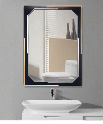 China MOK Modern Stylish Framed Wall Lighted Home PU Bathroom Makeup Decorative Mirror for sale