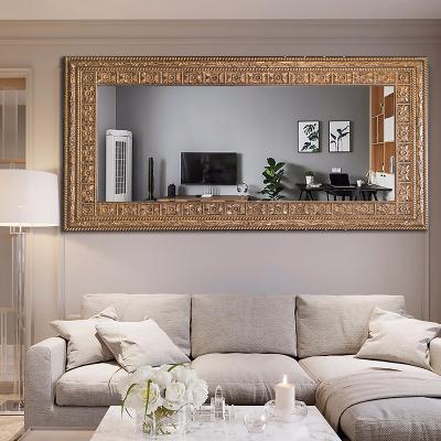 China European Home Decor MOK 5 Stars Hotel Living Room Art Decor Frame Wall Mirror 100% Polyurethane Handmade Mirror For Hotel Decoration for sale