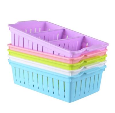 China Sustainable Plastic Core Lattice Removable Storage Partition Drawer Kitchen Storage Basket Bathroom Storage Basket for sale