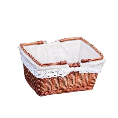 China Sustainable Outdoor Picnic Hand - Large Capacity Storage Rattan Woven Woven Basket Shopping Basket Portable Woven Picking Basket for sale