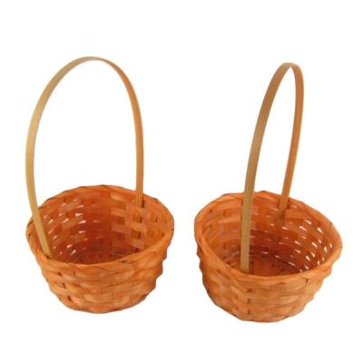 China Sustainable Colorful Bamboo Mini Basket Small Carry Basket , Easter Bamboo Woven Props for sale