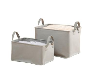 China Sustainable Cotton Clothing Storage Basket Foldable Cotton Cloth Storage Basket for sale