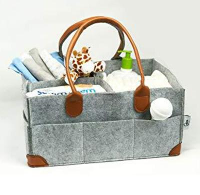 China Sustainable Felt mother and baby Storage Bag Diaper storage basket side zipper storage bag for sale