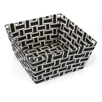 China Sustainable 100% Handicraft Weave Laundry Basket No-woven PP Polypropylene Storage Basket for sale