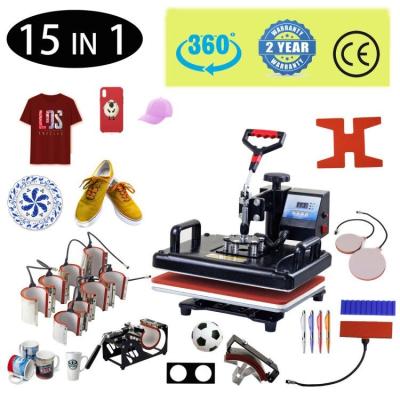 China Garment Stores 15 In 1 Heat Press Machine Sublimation Machine Heat Press Printer For T Shirts Plates for sale