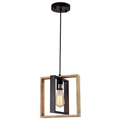 China Farmhouse E26 Slanted Ceiling Hanging Small Modern Black Wood Pendant Light For Corridor 1 Light Kitchen Island Lighting for sale