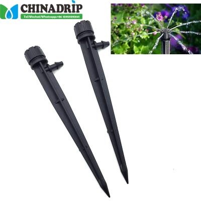 China Easily Install Adjustable Plastic Irrigation Spray Drip Irrigation Multi-Stream Flow Device Stake For Garden for sale