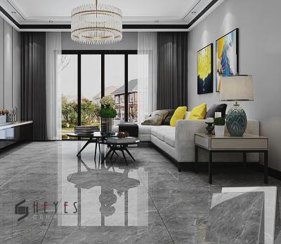 China Glazed Metallic Tiles Polished Full Body Porcelain Gray And Black Marble Tile for sale