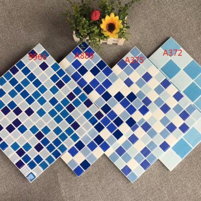 China Glazed Metallic Blue Ceramic Tiles 300x300 Swimming Pool Mosaic Tiles With Factory Price for sale