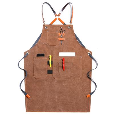 China Chinese Korean Restaurant Canvas Tactical Apron Chef Apron Waterproof Custom Logo Kitchen Barber Milk Tea Shop Baking for sale