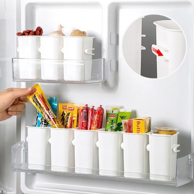 China Hangable Drain Organizer Refrigerator Storage Box Household Sundries Seasoning Desktop Bucket Viable Kitchen Fridge Baskets for sale