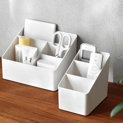 China Multi-Functional Remote Finishing Dorm Box Living Room Plastic Cosmetic Desktop Viable Storage Box Make Up Organizer for sale