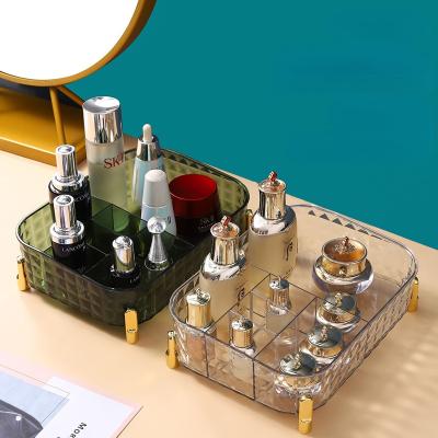 China New Design Light Design Cosmetics Storage Box Pet Dresser Transparent Compartment Storage Box Viable Luxury Desktop Sundries Basket for sale