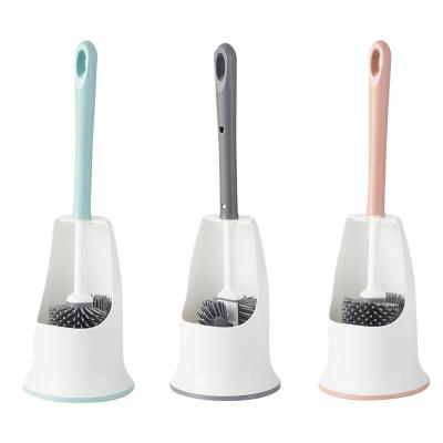 China New Sustainable Plastic Toilet Brush Silicone Slant Head Toilet Brush With Brush Household Sitting Cleaning Set Combination for sale