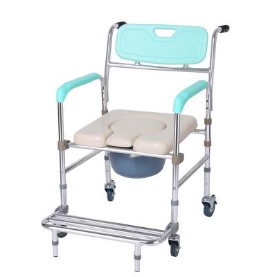 China Bath & Aluminum Commode Chair Commde Transfer Chair With Anti-Tilt Footrest For Disabled for sale