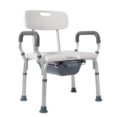 China 2 in 1 Function (Commode Shower Chair) Aluminum Height Adjustable Shower Commode Chair with Backrest and Armrest for sale