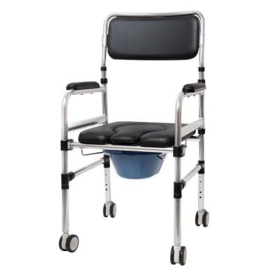 China Transfer Commode Adjustable Aluminum Patient Chair With Four Wheels FST7809BW for sale