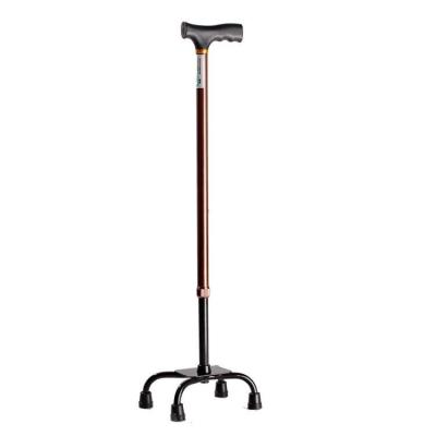 China Brown Best Selling Aluminum Retractable Walking Cane With Quad Base FST4201B for sale