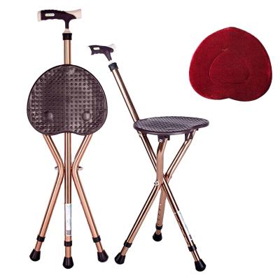 China Lightweight Lightweight Aluminum Three Legged Walking Stick Folding Cane Stool for sale