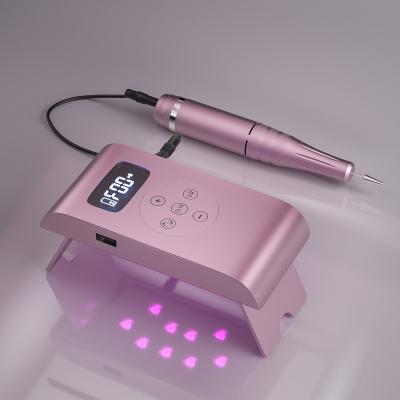 China Low Vibration Low Noise High Speed ​​2 in 1 Portable Nail Polish Machine with UV Lamp Rechargeable Professional Electric Nail Drill File Machine 35000RPM for sale