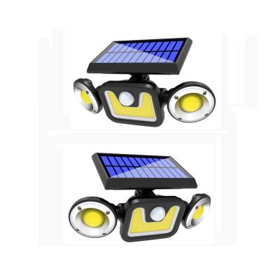 China Garden Three Heads Waterproof Solar Powered Garden Wall Lamp Security Motion Sensor Lights Solar Light for sale