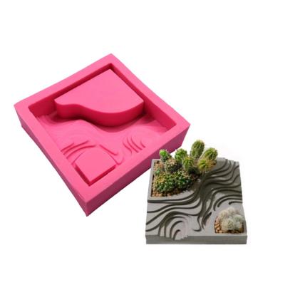 China 3D DIY Stocked Concrete Planter Vase Candle Mold Flower Pots Silicone Succulent Mold for sale