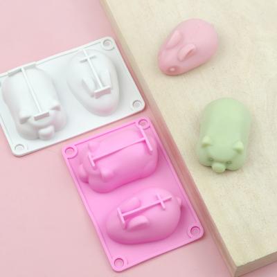 China Top Selling Stocked Guaranteed Quality 2 Quality Handmade Rabbit Pig Mousse Cake Chocolate Soap Jellydiy Silicone Mold for sale