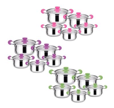 China 10pcs Sustainable Cookware Cooking Pots And Pans Enamel Set Stainless Steel With Eco Type Glass-metal Handle Exterior Feature Original Material for sale