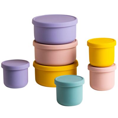 China Stored Portable Silicone Food Storage Containers Heat Resistant Leakproof Lunch Box for sale