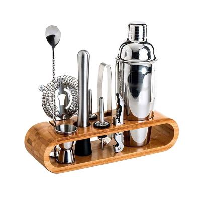 China Set Factory Wholesale Price Storage With Low Bamboo Cocktail Shaker Set Shaker Bottle for sale