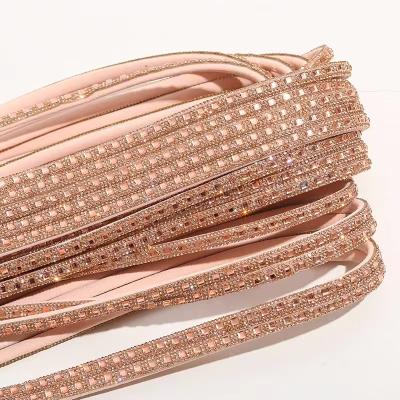 China ZSY New Design Flatback Core Rhinestone Strips Crystal Rope Crystal Rhinestone Tube Rhinestone Rope For Sandal Accessories for sale