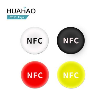 China Raincoat/Waterproof Free Sample! HUAHAO RFID Manufacturer Custom Waterproof Logo Printing Epoxy HF 13.56Mhz 25mm NFC Phone Stickers for sale