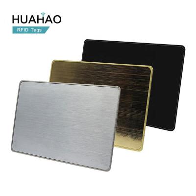 China Waterproof / Waterproof HUAHAO RFID Manufacturer OEM Customized 13.56MHZ Laser Engrave Contact Chip NFC Credit Card Access Control NFC Metal Card for sale