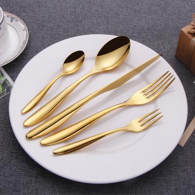 China Viable Elegance High Quality 304 Stainless Steel Gold Knife and Fork Spoon Dinnerware Set for sale