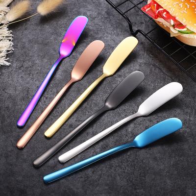 China Viable Colorful Reusable 304 Stainless Steel Butter Knife Utensil Cutlery Cheese Dessert Jam for sale