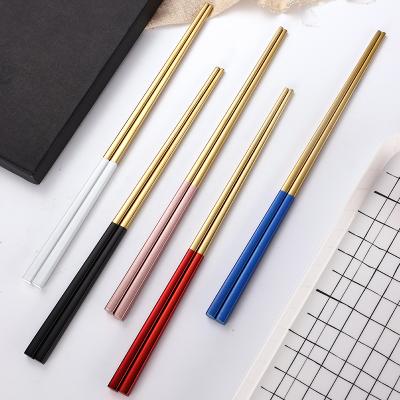 China Viable Exquisite 304 Stainless Steel Chinese Metal Colorful Tableware Cutlery Handle Chopsticks for Home Restaurant and Hotel for sale