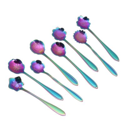 China Creative Viable Rainbow Spoon Cartoon Stainless Steel Milk Teaspoon Ice Cream Candy Teaspoon for sale