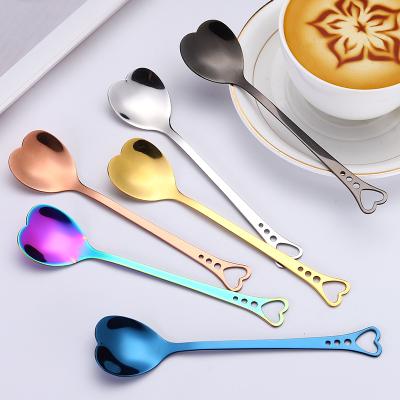 China Food Grade Stainless Steel Love Heart Coffee Dessert Tea Spoon Viable Creative Cutlery Cutlery for sale