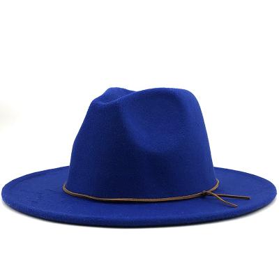 China Wholesale High Quality Winter Image BSC0172 Fashion Wide Brim Mens Wool Felt Fedora Hat For Women With Belt for sale