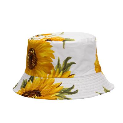 China BSC0229 Image Sunflower Fisherman Sun Protection Basin Plain Fashion Bucket Hat Cotton Double Sided for sale