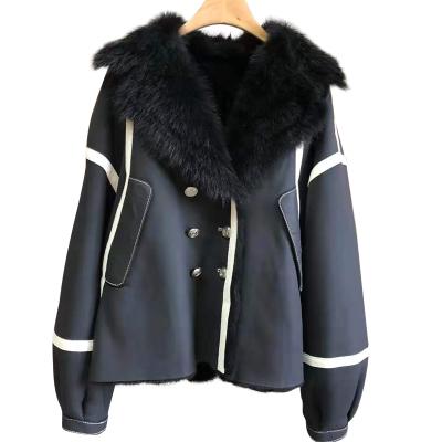 China New Arrival BSCF001 Winter Real Fox Fur Black Viable Jacket Ladies Real Leather Fur Coats for sale