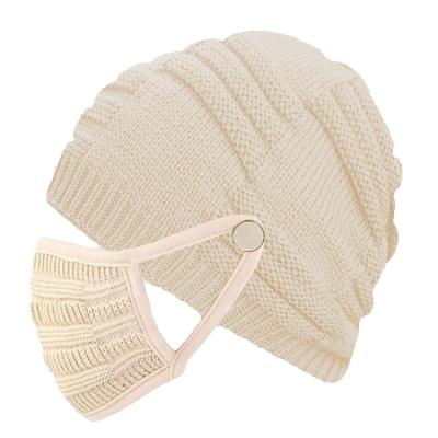 China COMMON BSC0152 Winter Warm Knit Beanie Hat Face Cover Sets 4 Color Outdoor Sports Woman Knitted Hats for sale