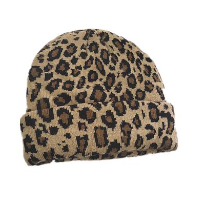 China BSC0129 Custom High Quality Winter Leopard Hat Acrylic Knitted Women COMMON for sale