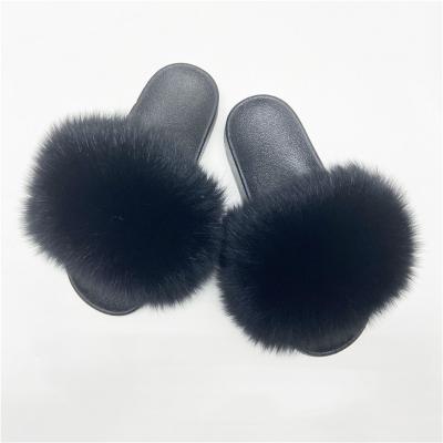 China 2022 Hot Sale BSCF0001 Summer Big Real Fox Fur Slippers CUSHIONING For Women for sale