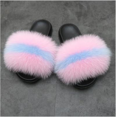 China CUSHIONING Real Home Fashion Fox Fur Slipper Luxury Slides BSCF0001 High Quality For Women for sale