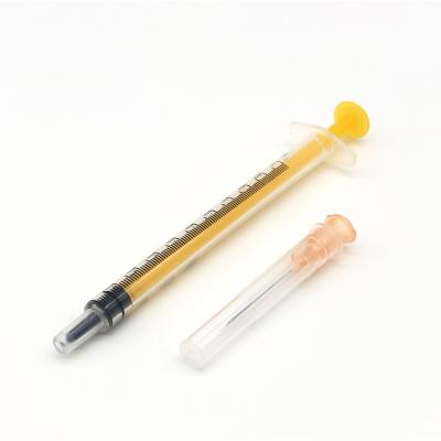 China PP+PE 1ml Colored Low Dead Space Disposable Syringe With 25G Needle for sale