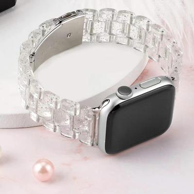 China Fashion Luxury Resin PC Bling Glitter Clear Watchband For Apple iWatch Bands for sale